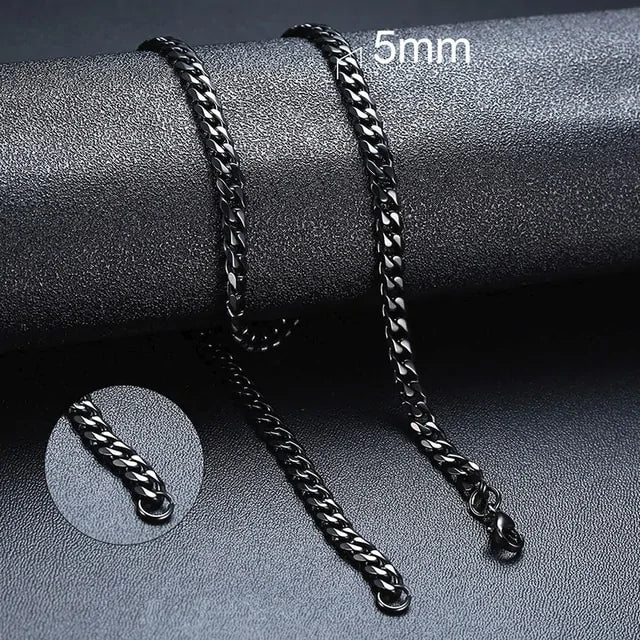 Cuban Link Chain Necklace - Silver, Gold, Black | Durable Stainless Steel