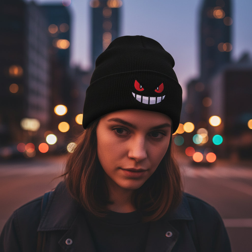 Cartoon Eyes Embroidered Anime Beanie
