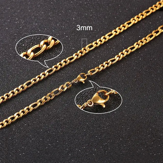 Gold Figaro Chain Necklace Set - Stylish Jewelry