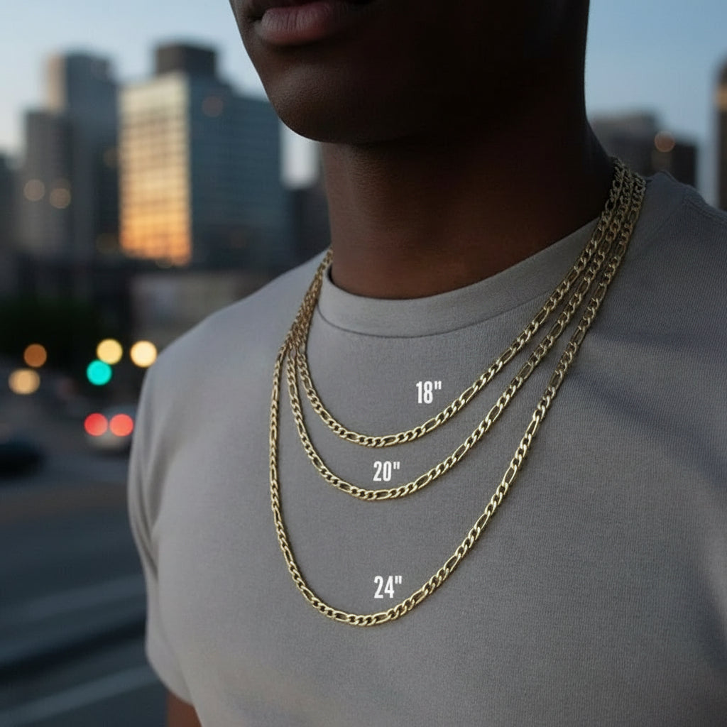 Gold Figaro Chain Necklace Set - Stylish Jewelry