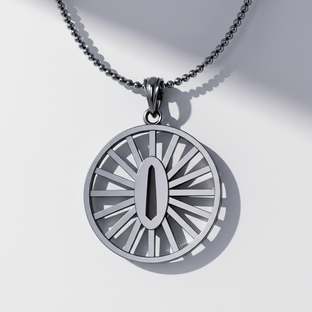 Sun Handguard Pendant made of solid 925 sterling silver with intricate sunburst design.