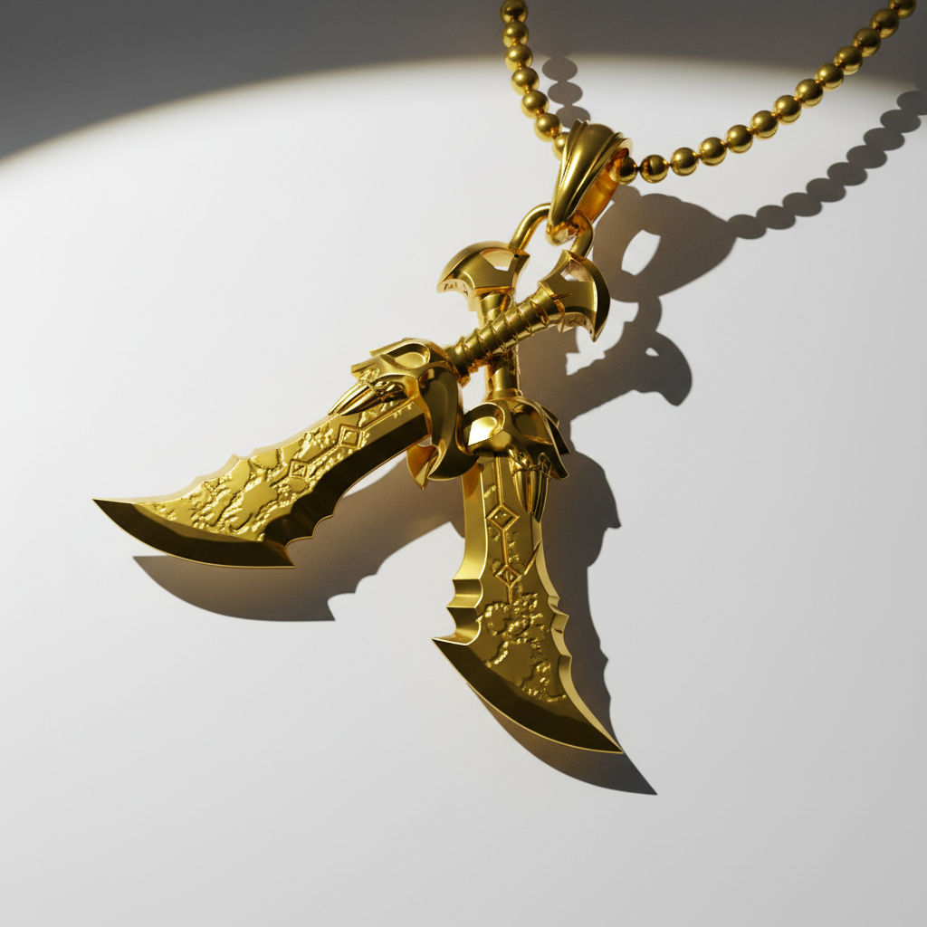 Colgante de espadas cruzadas del caos
