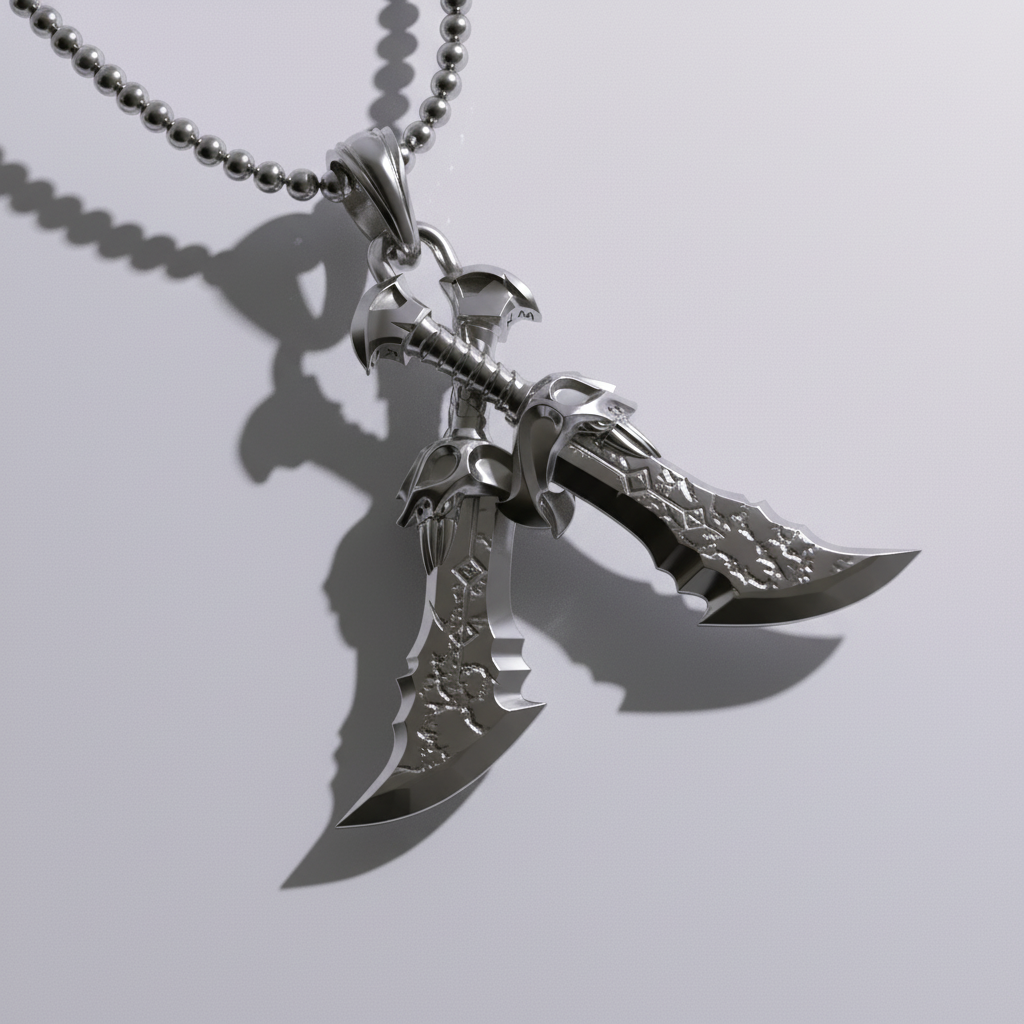 Colgante de espadas cruzadas del caos