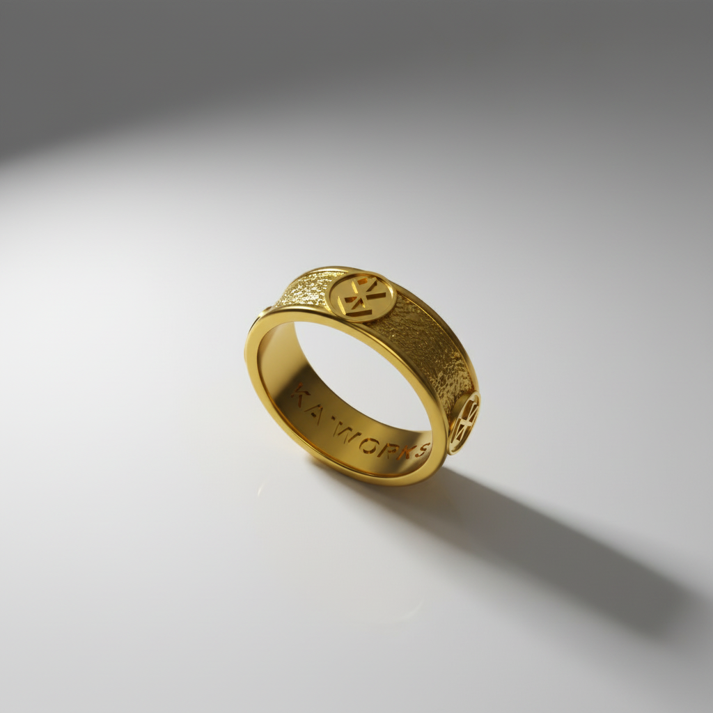 Sacrifice Ring Band - Anime Inspired featuring a gold design with symbols, perfect for fans of anime and unique jewelry.