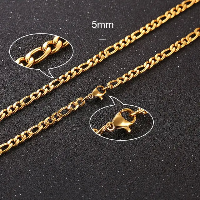 Gold Figaro Chain Necklace Set - Stylish Jewelry