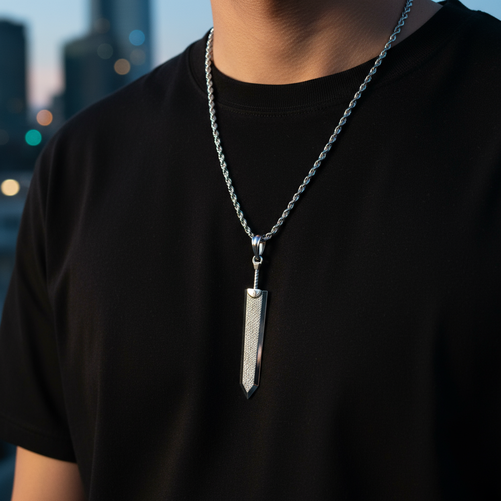 Dragon Slayer Sword Pendant - Raw Iron in 14K Gold