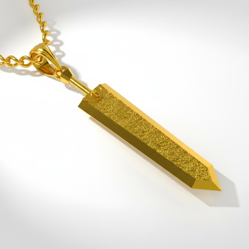 Dragon Slayer Sword Pendant - Raw Iron in 14K Gold