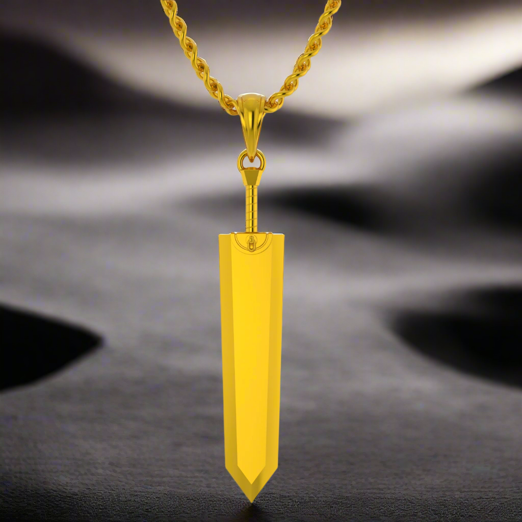 Dragon Slayer Sword Pendant 14K Gold Anime Jewelry