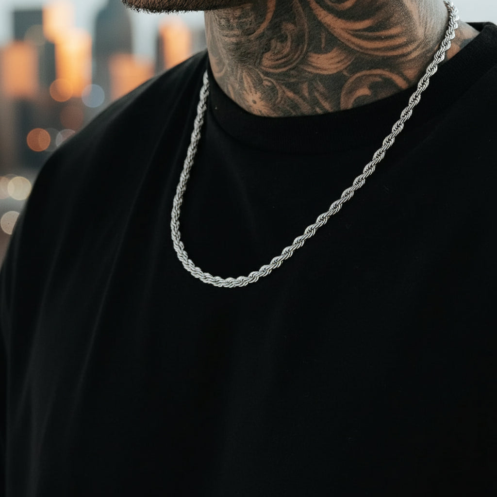 Stainless Steel Twisted Rope Necklace