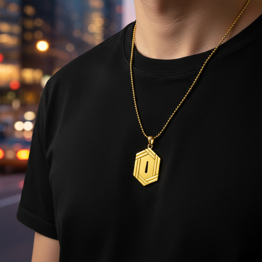 Whirlpool Crest Handguard Pendant in 14K Gold