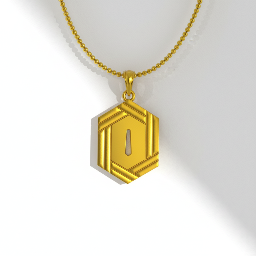 Whirlpool Crest Handguard Pendant in 14K Gold