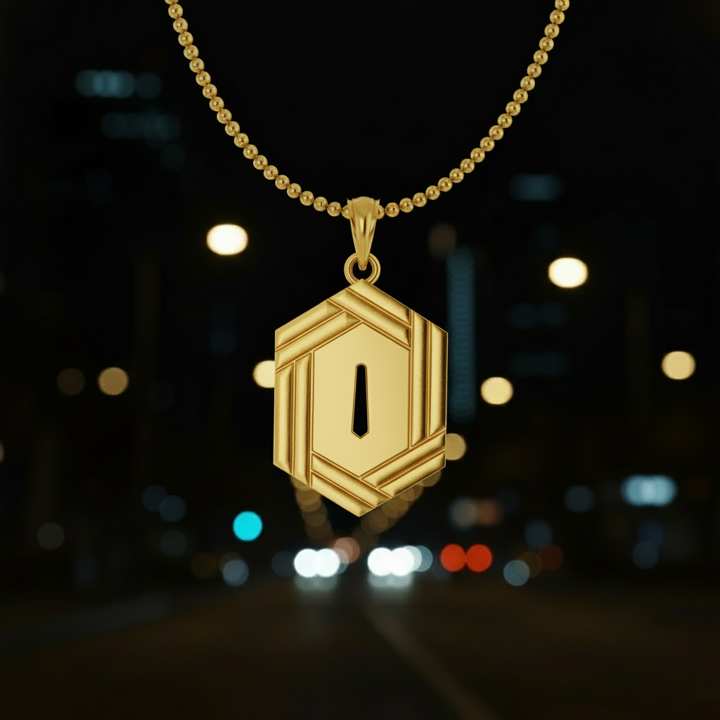 Whirlpool Crest Handguard Pendant in 14K Gold