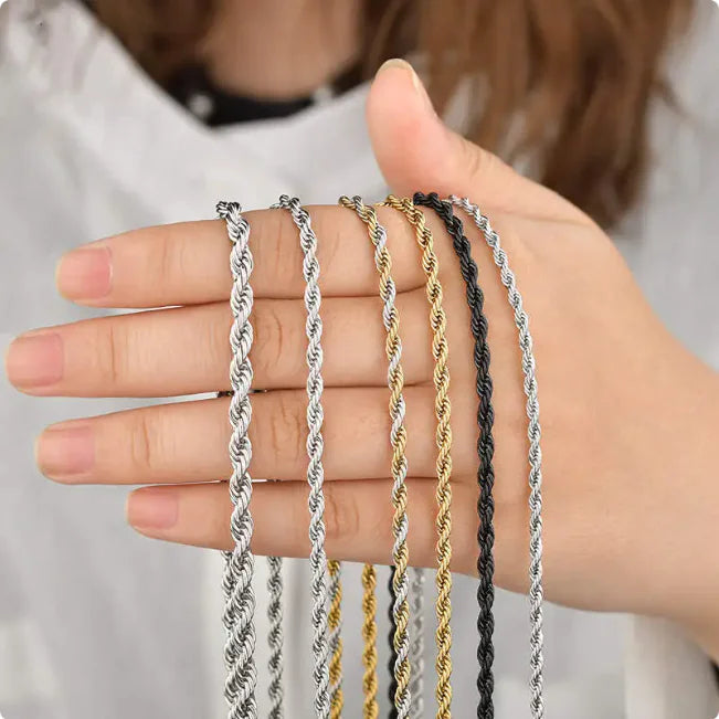 Stainless Steel Twisted Rope Necklace