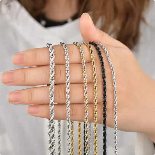 Stainless Steel Twisted Rope Necklace