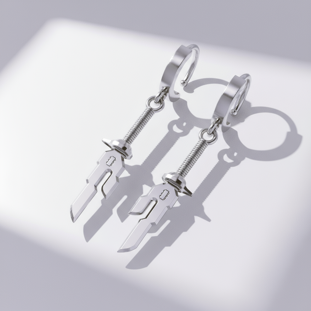 14K Gold Inverted Spear Anime-Inspired Earrings showcasing unique design with hoop style.