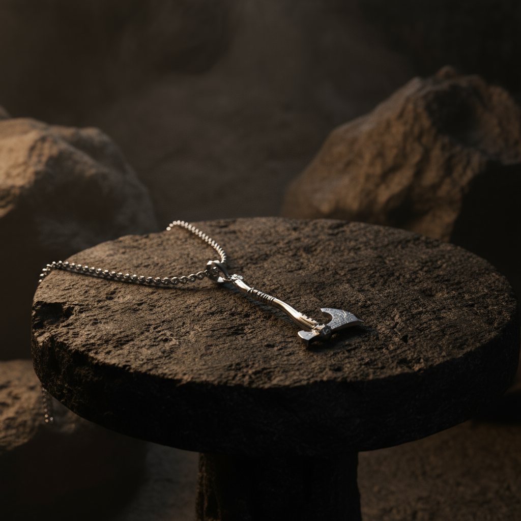 Norse Warrior Axe Pendant in 14K Gold