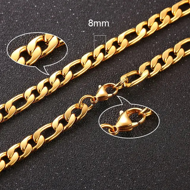 Gold Figaro Chain Necklace Set - Stylish Jewelry