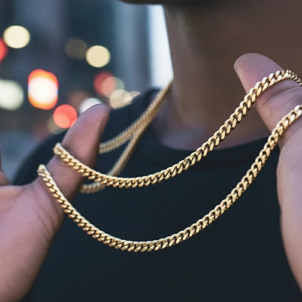 Cuban Link Chain Necklace - Silver, Gold, Black | Durable Stainless Steel
