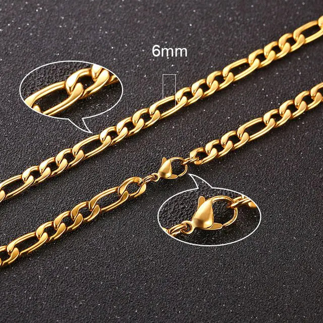 Gold Figaro Chain Necklace Set - Stylish Jewelry