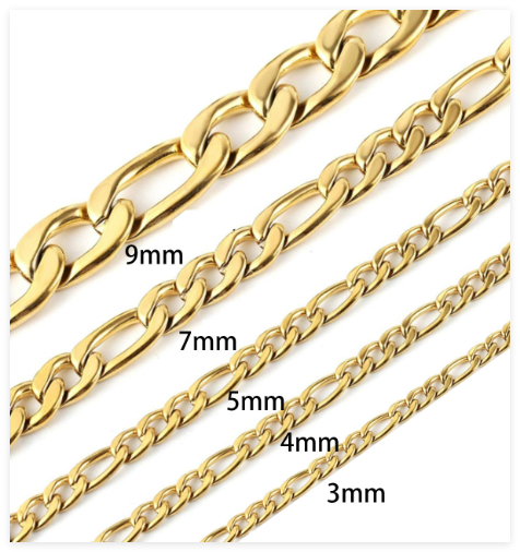 Gold Figaro Chain Necklace Set - Stylish Jewelry