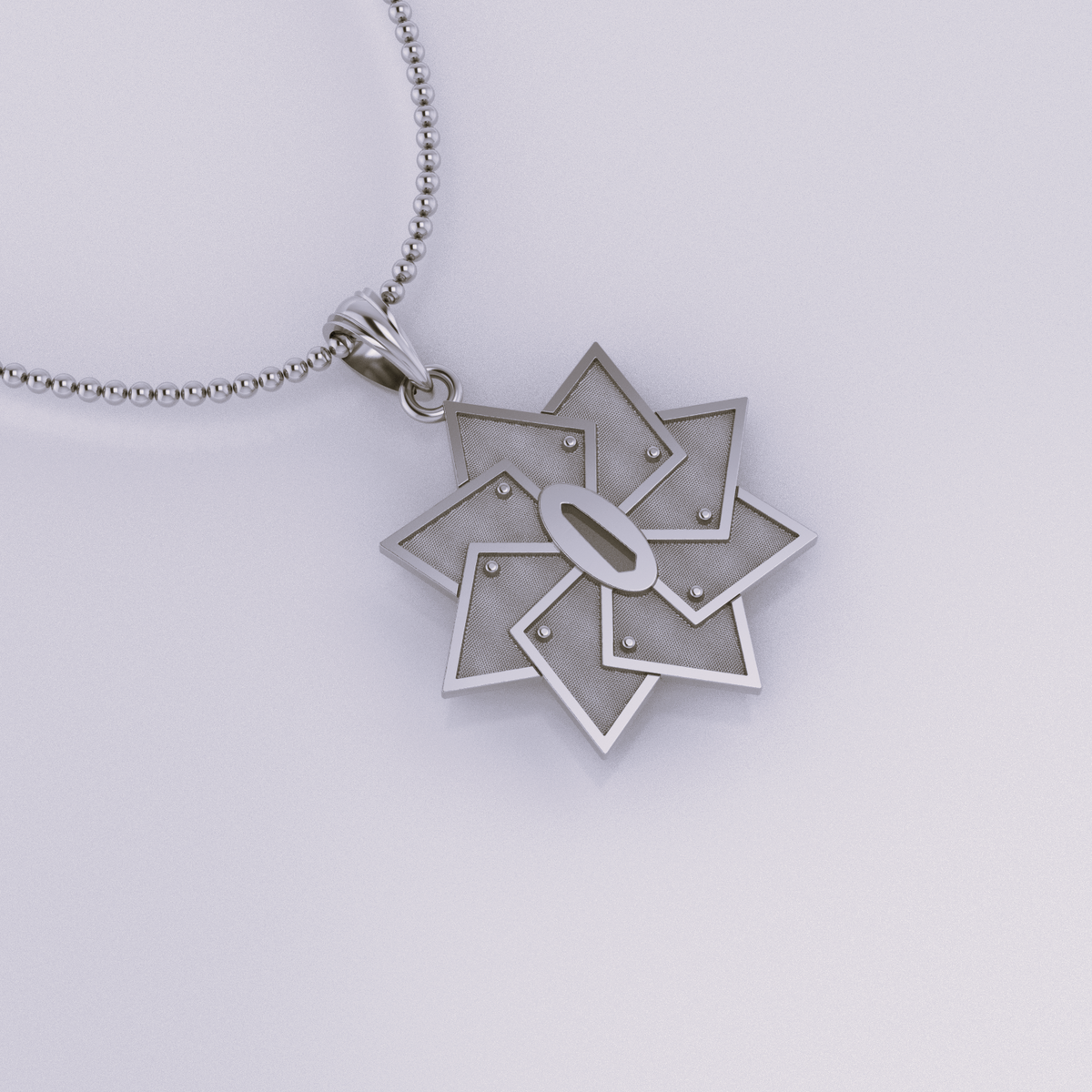 Wind Handguard Pendant in 14K Gold featuring a unique star design and on a delicate chain.