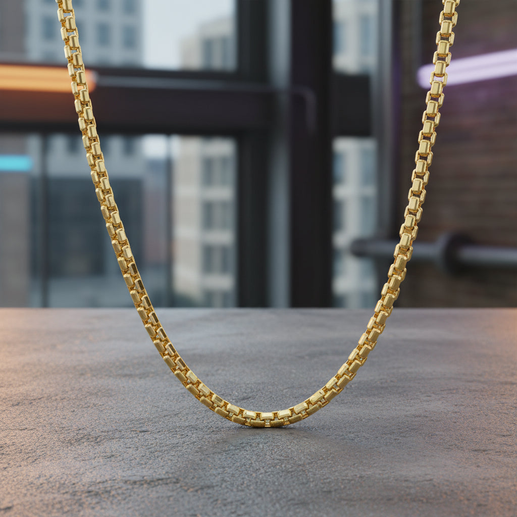 Cadena redonda de caja de oro y plata de 3 mm: elegante y duradera