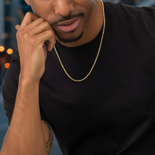 3MM Gold and Silver Round Box Chain - Stylish and Durable