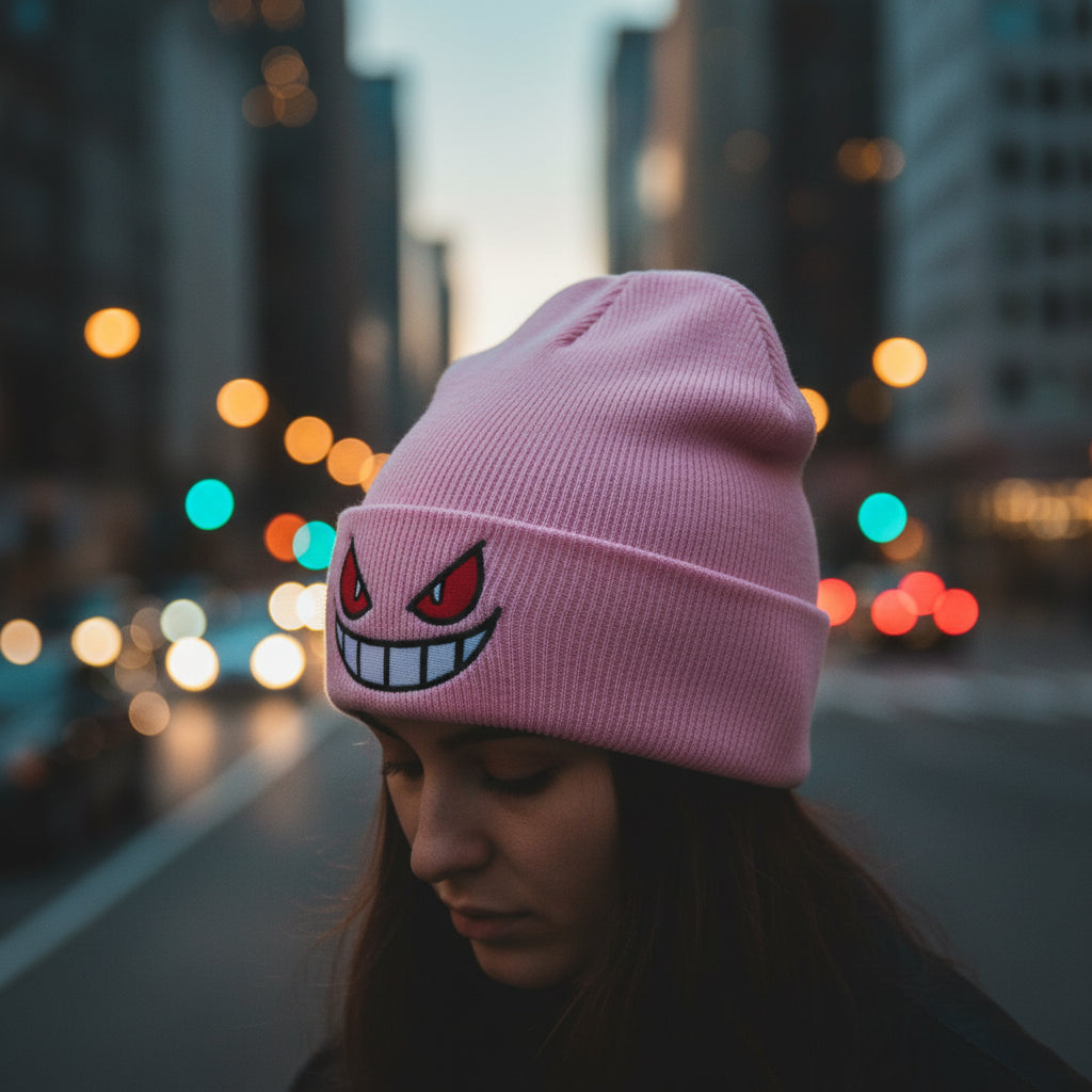 Cartoon Eyes Embroidered Anime Beanie