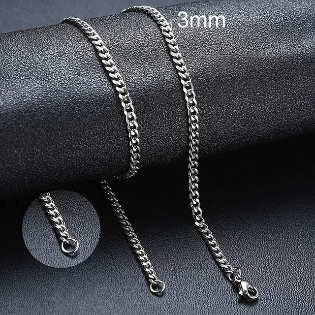 Cuban Link Chain Necklace - Silver, Gold, Black | Durable Stainless Steel