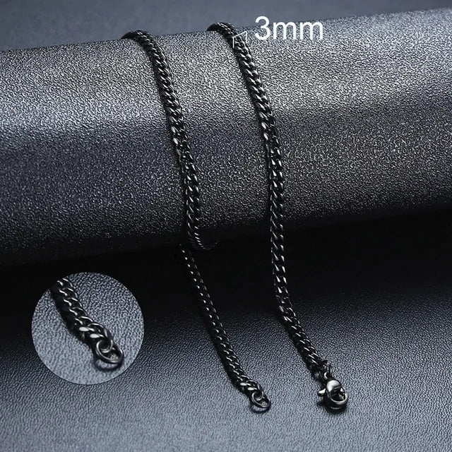 Cuban Link Chain Necklace - Silver, Gold, Black | Durable Stainless Steel