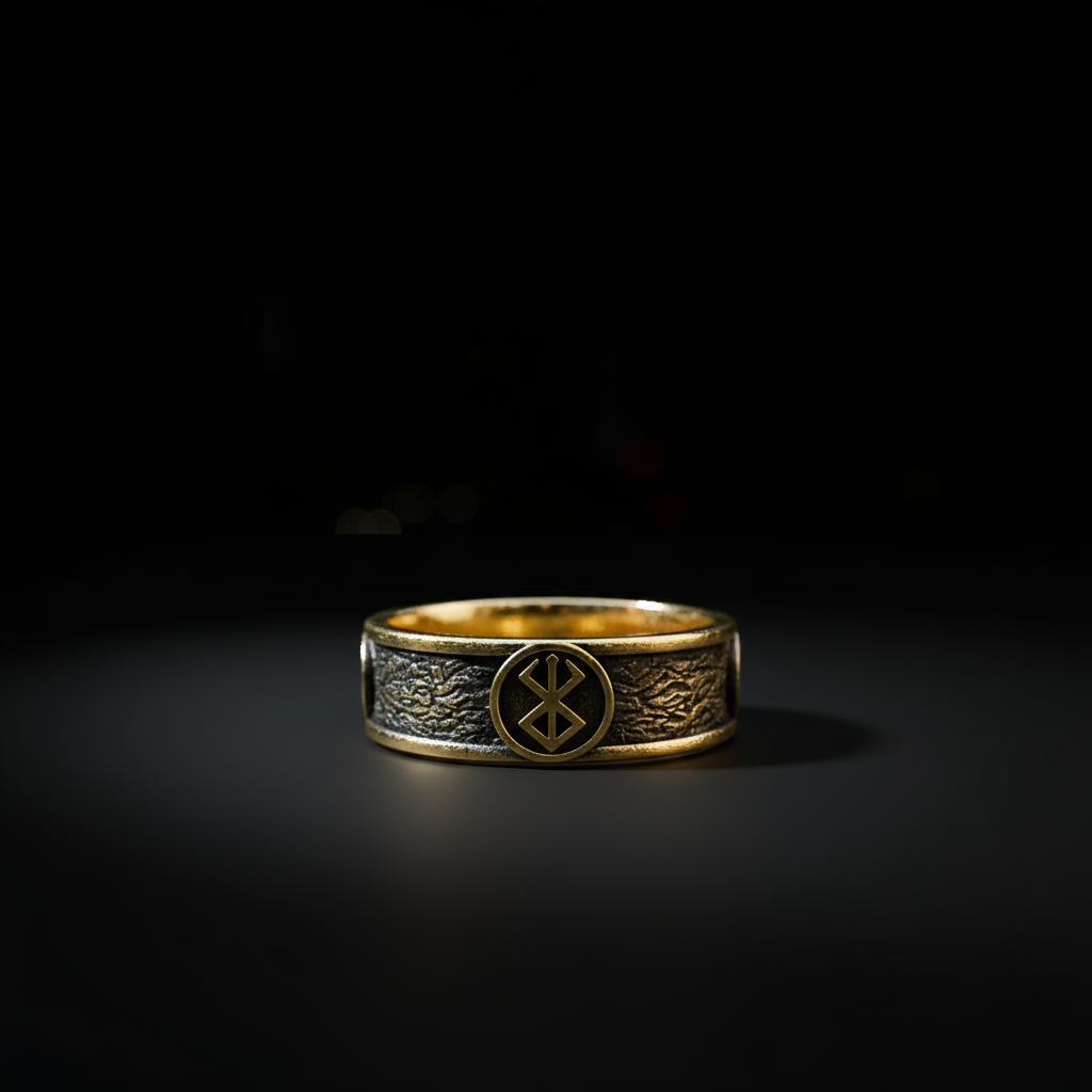 Sacrifice Ring Band - Anime Inspired, featuring intricate design with gold and silver elements.