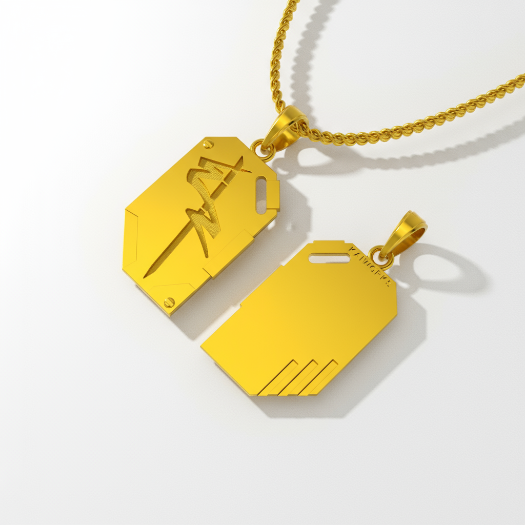 Edgerunner Chip Pendant in 14K Gold