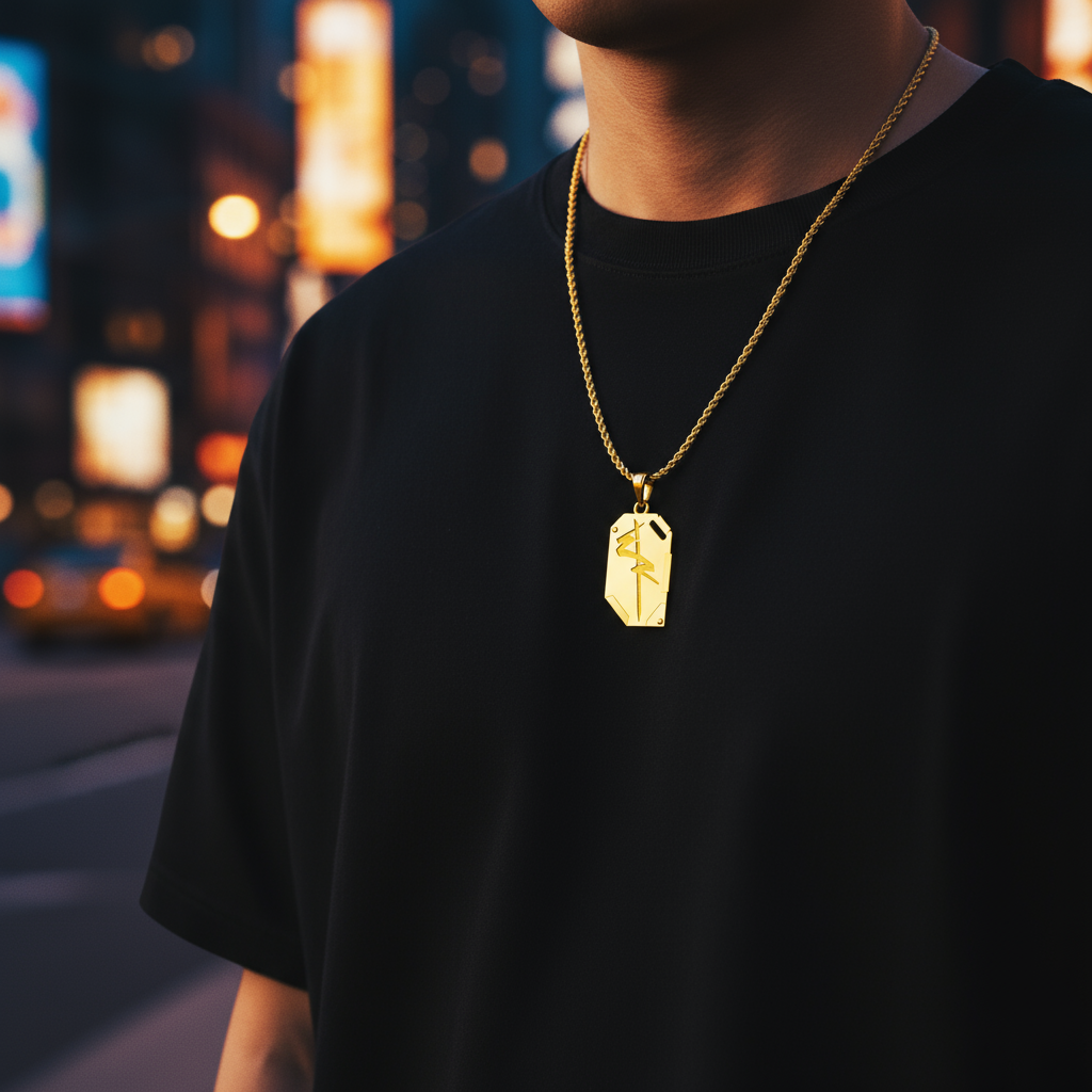 Edgerunner Chip Pendant in 14K Gold