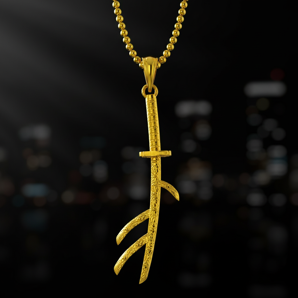 Crescent Omen Katana Pendant - Elegant Anime Jewelry – KAIWORKS Crescent Omen Katana Pendant - Elegant Anime Jewelry – KAIWORKS