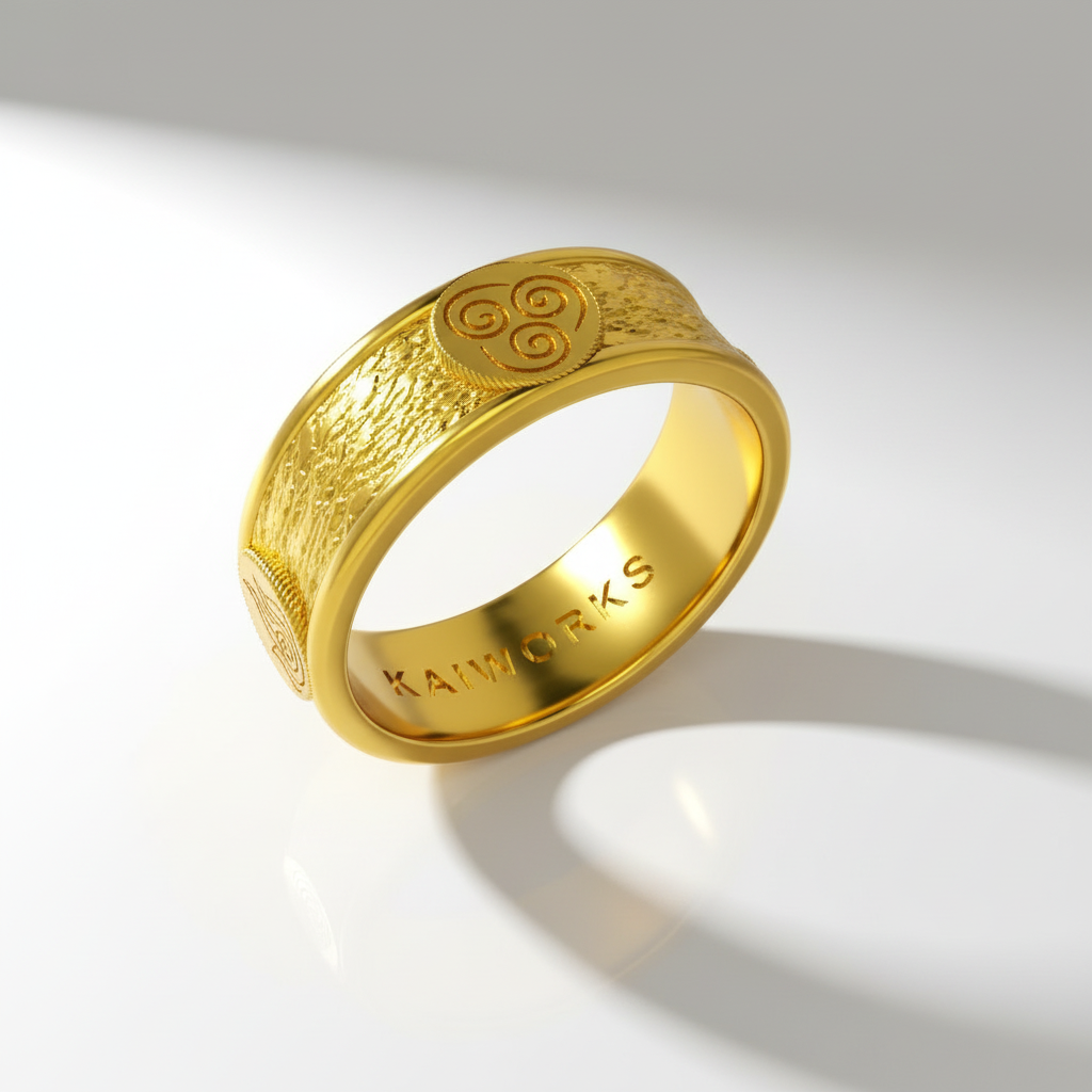 Four Nations Ring – detailed design in gold, inspired by Avatar's elemental balance.