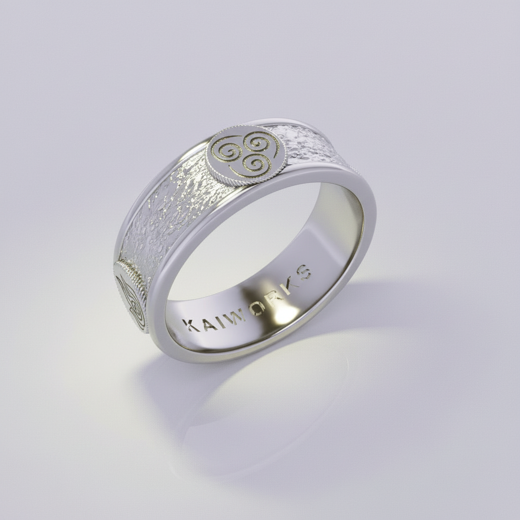 Four Nations Ring – Avatar-Inspired Elemental Balance in solid 925 sterling silver with unique design.