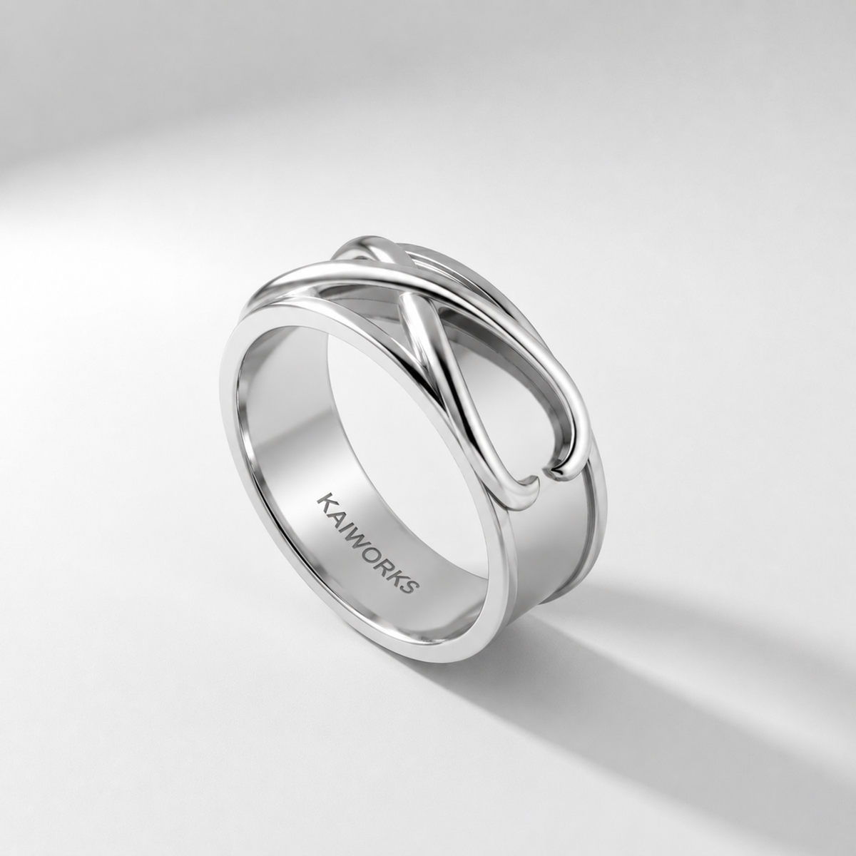 Time Ring Anime-Inspired with elegant twisted design in solid 925 sterling silver, showcasing modern craftsmanship.