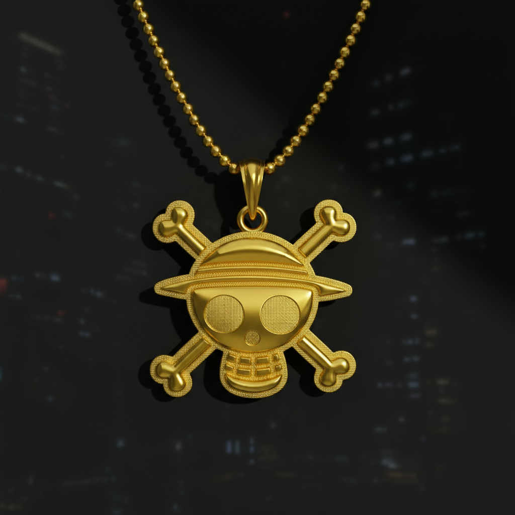 Jolly Roger Pendant in 14K Gold