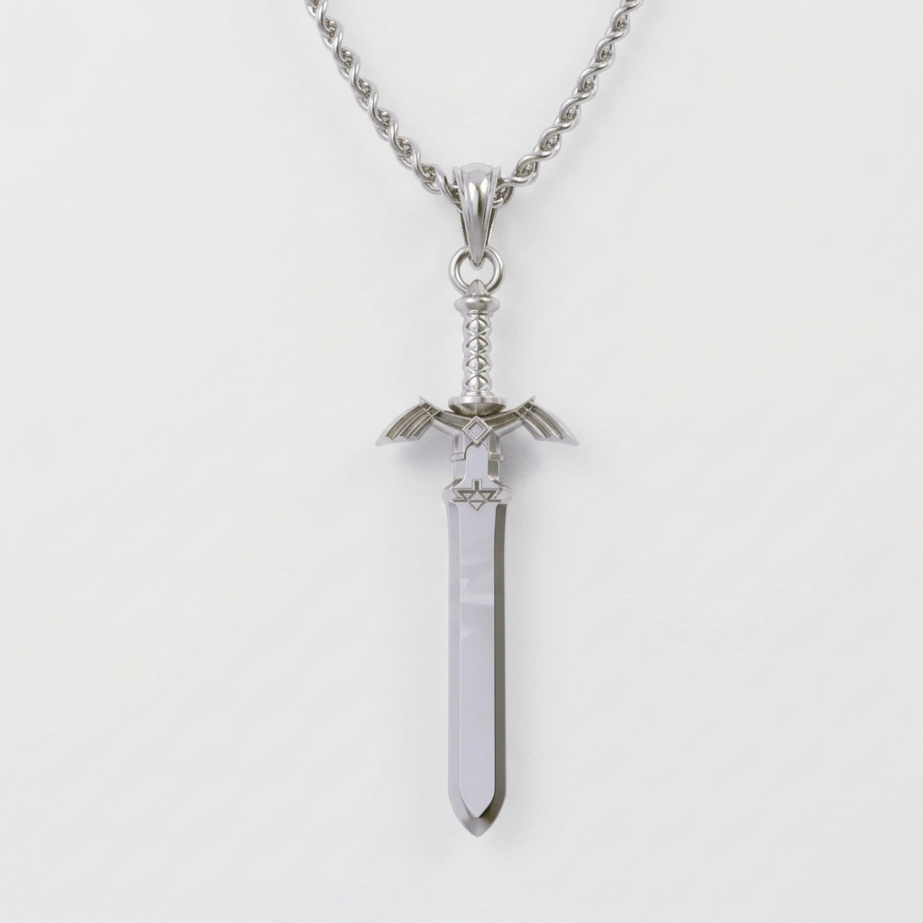 Sword of Resurrection Pendant in 14K Gold Edition showcasing a pendant with a sword design and a crystal detail.
