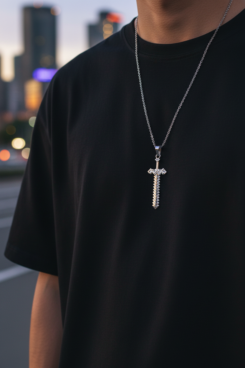 Pixelated Sword Pendant
