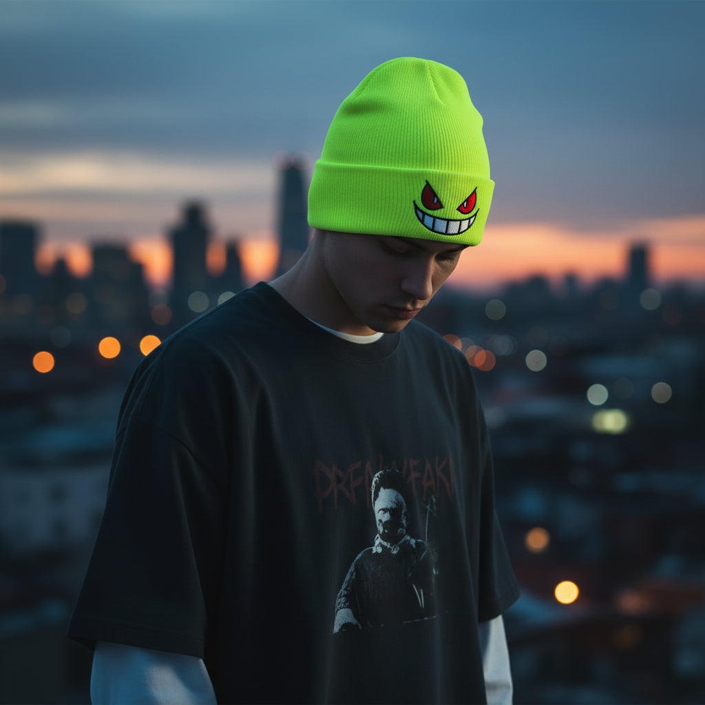 Cartoon Eyes Embroidered Anime Beanie