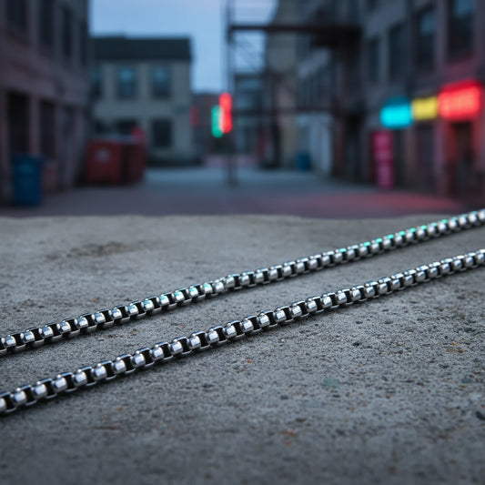 Silver Round Box Chain Necklace - Modern Elegance