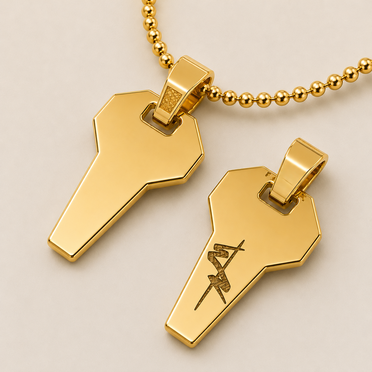 An illustration of a character inspired by the Cyberpunk Edgerunners anime series, featuring a solid 925 sterling silver and 18K gold vermeil pendant with a chain.