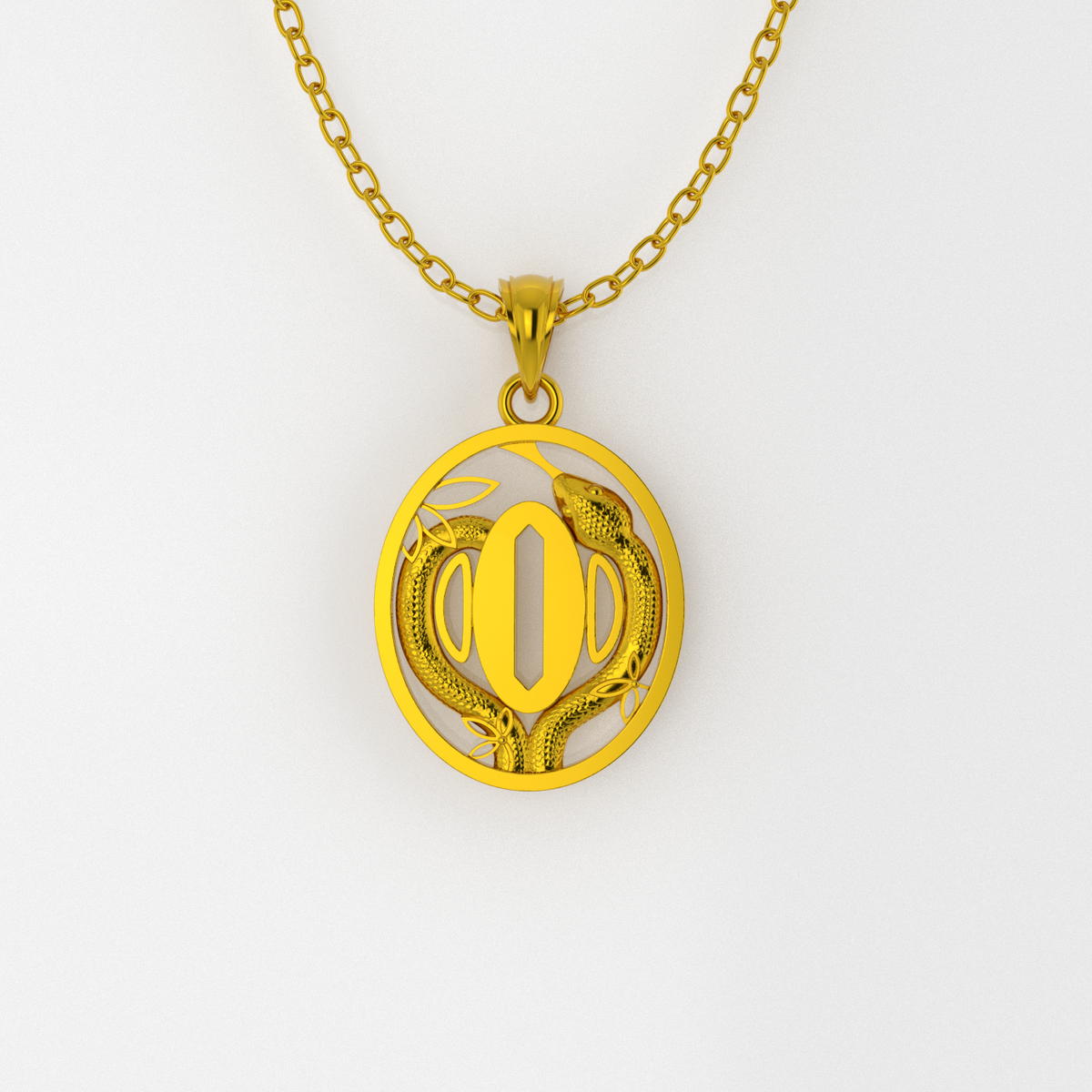 Gold Pisces zodiac pendant on a white background