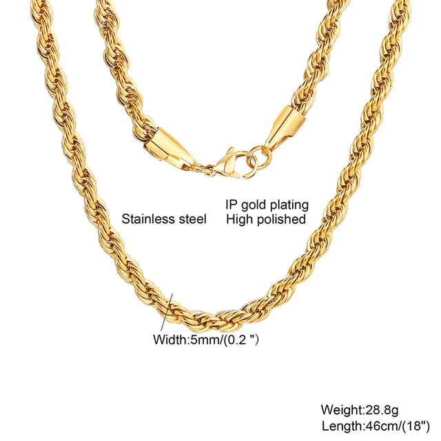 Stainless Steel Twisted Rope Necklace