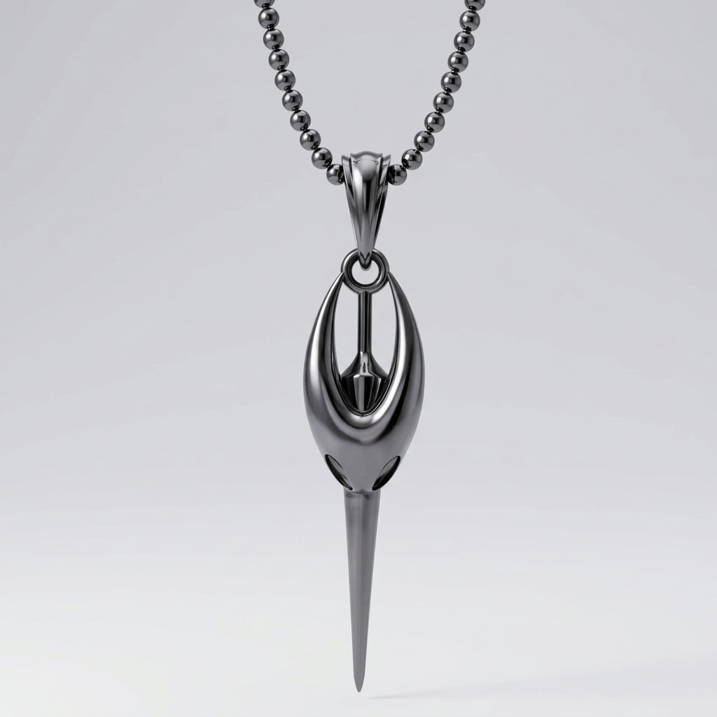 Silver pendant necklace on a white background