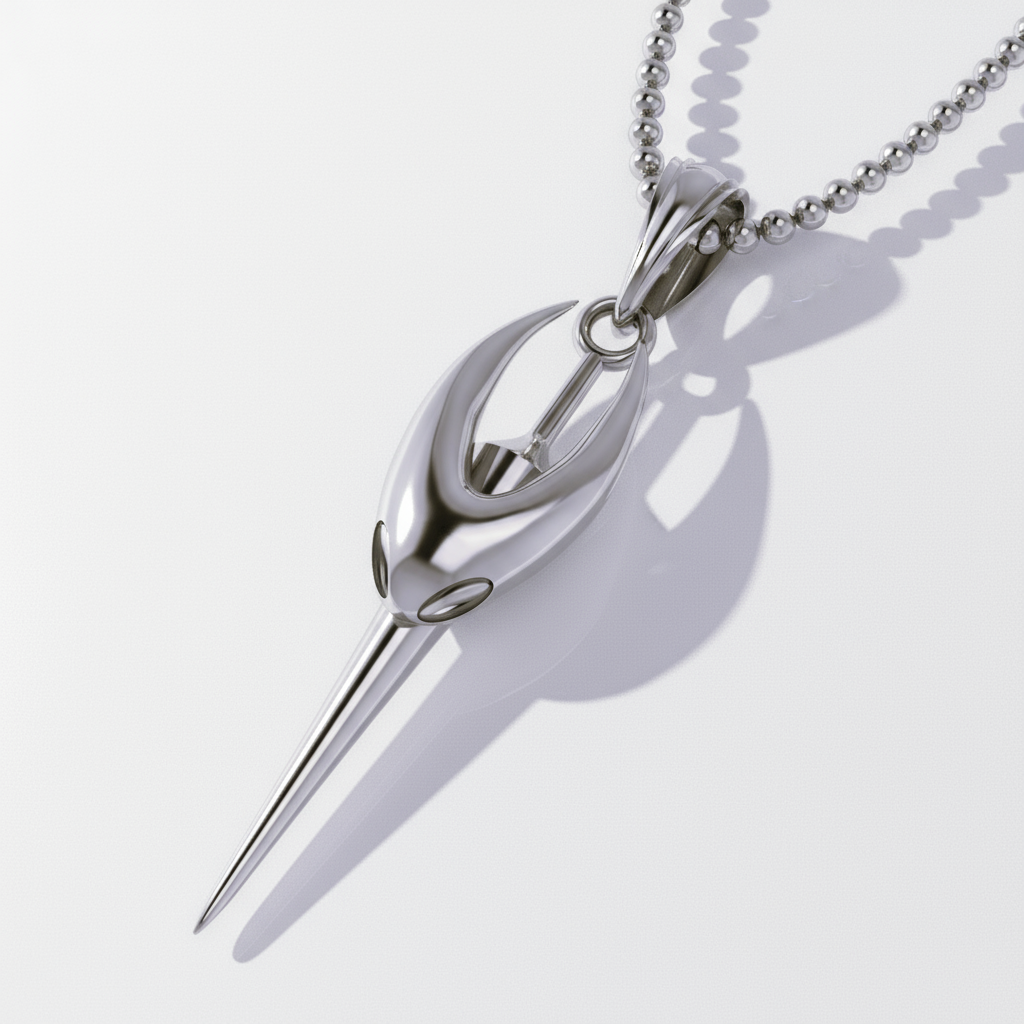 Silver pendant necklace on a white background