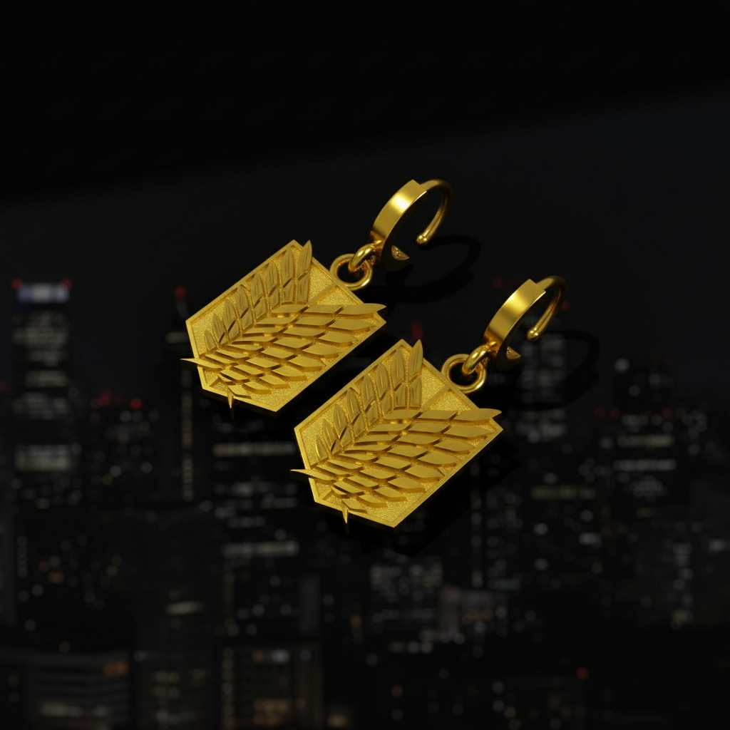 Wings of Valor Earrings in 14K Gold, featuring a unique hoop design and crafted from solid 14k gold for pierced ears.
