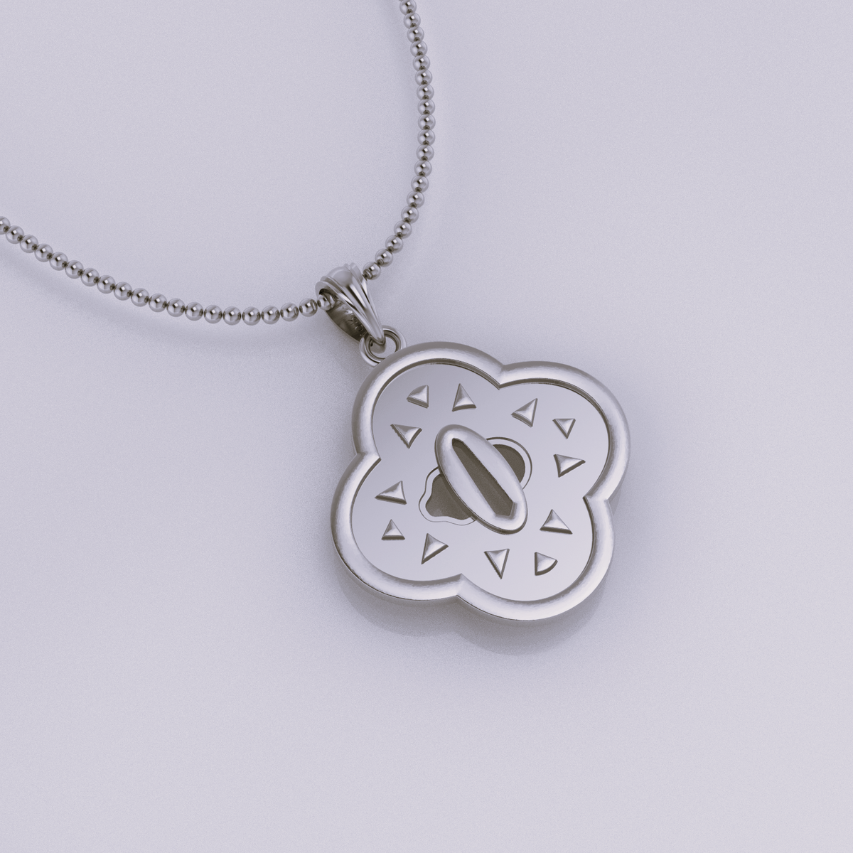 Stormflash Handguard Pendant in 14K Gold, featuring a unique design on a silver chain.