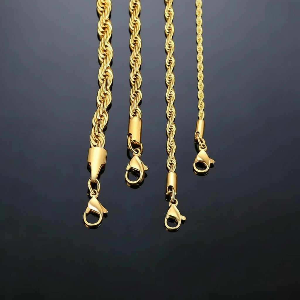 Stainless Steel Twisted Rope Necklace